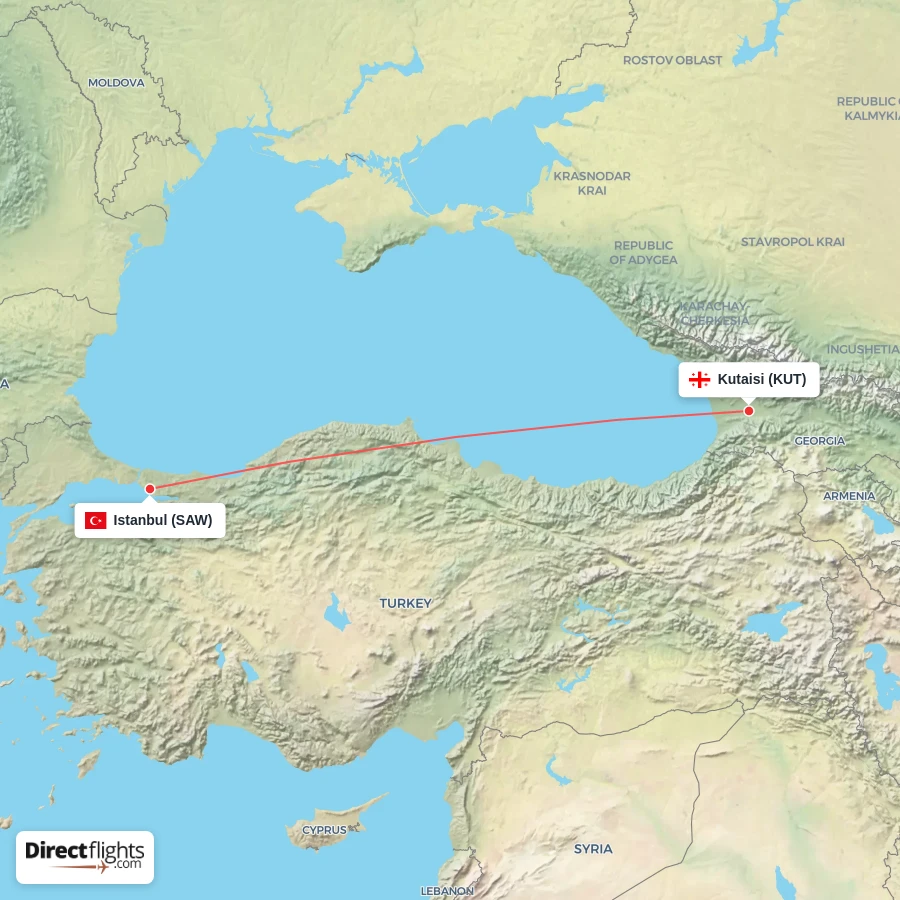 SAW - KUT route map