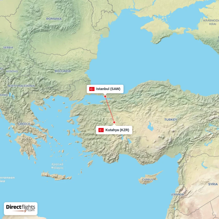 SAW - KZR route map