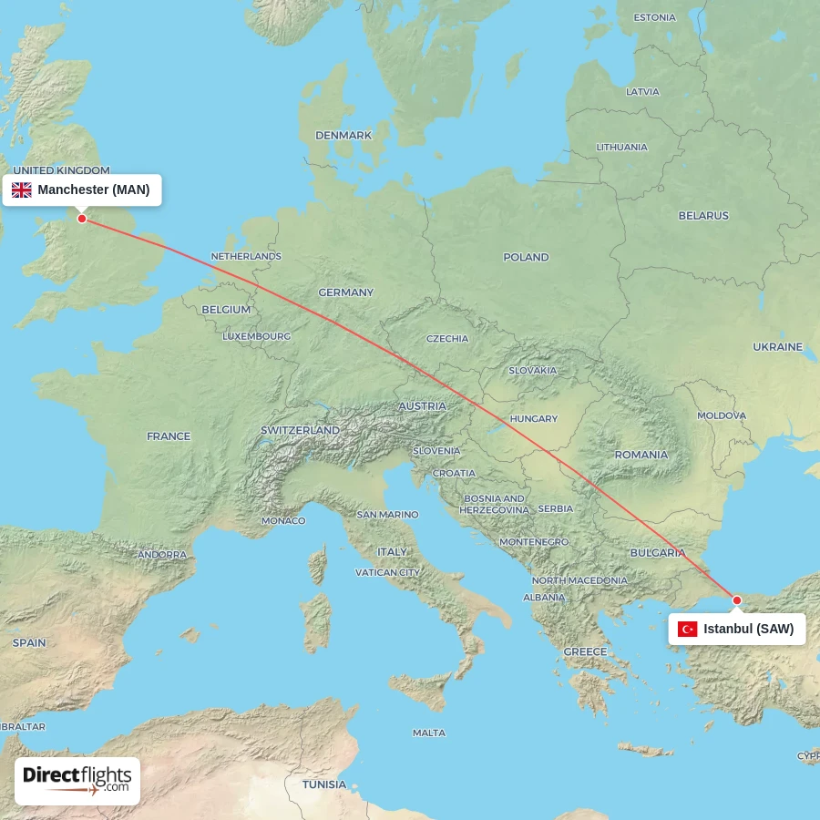 SAW - MAN route map