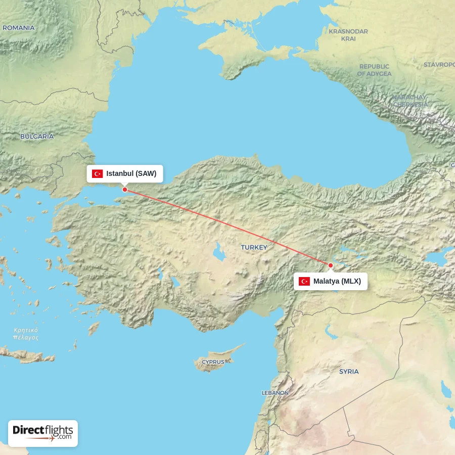 SAW - MLX route map