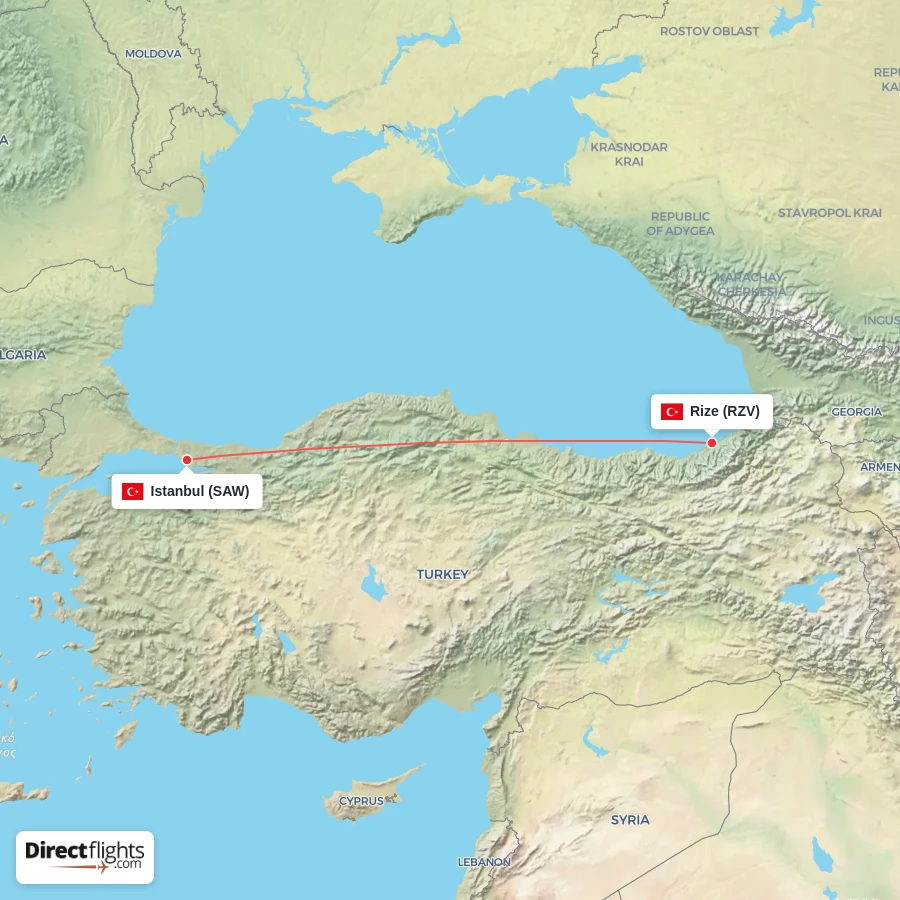 SAW - RZV route map