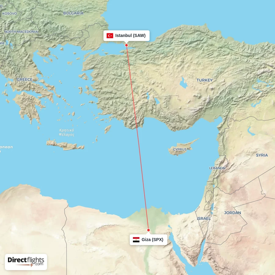 SAW - SPX route map