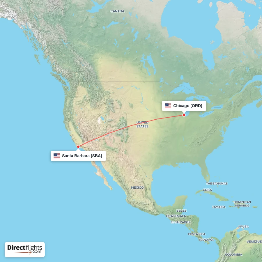 SBA - ORD route map