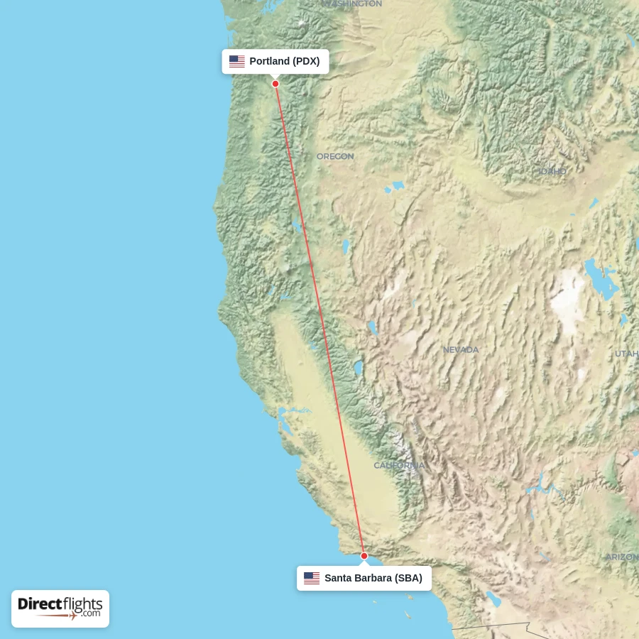 SBA - PDX route map