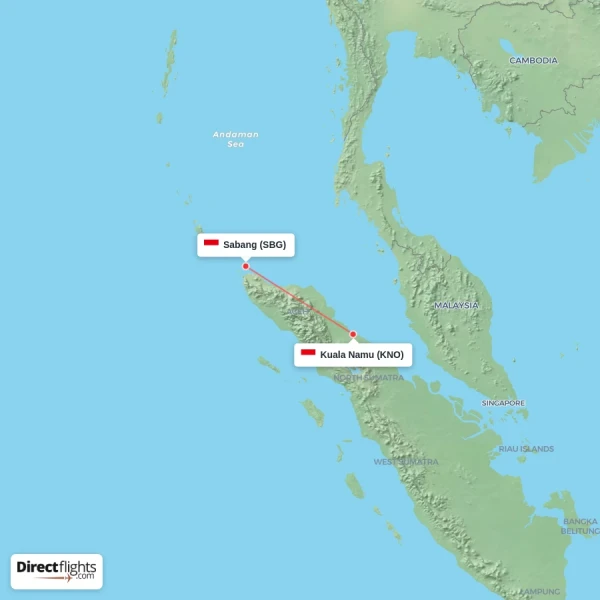 Sabang - Kuala Namu direct flight map