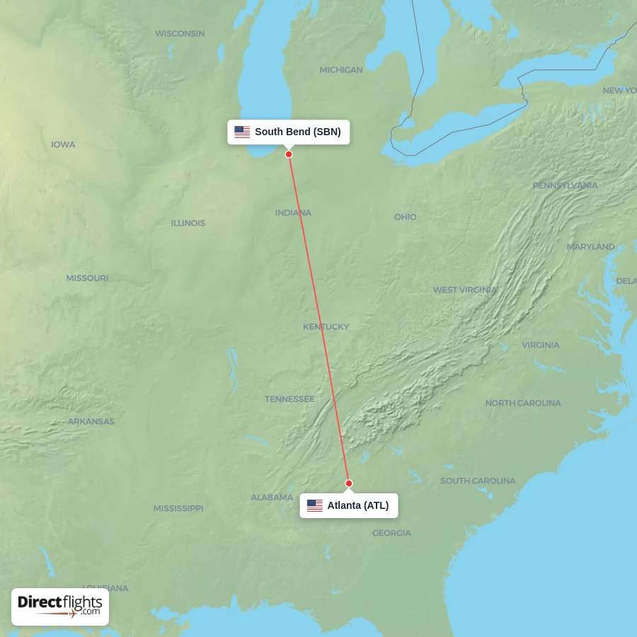 SBN - ATL route map