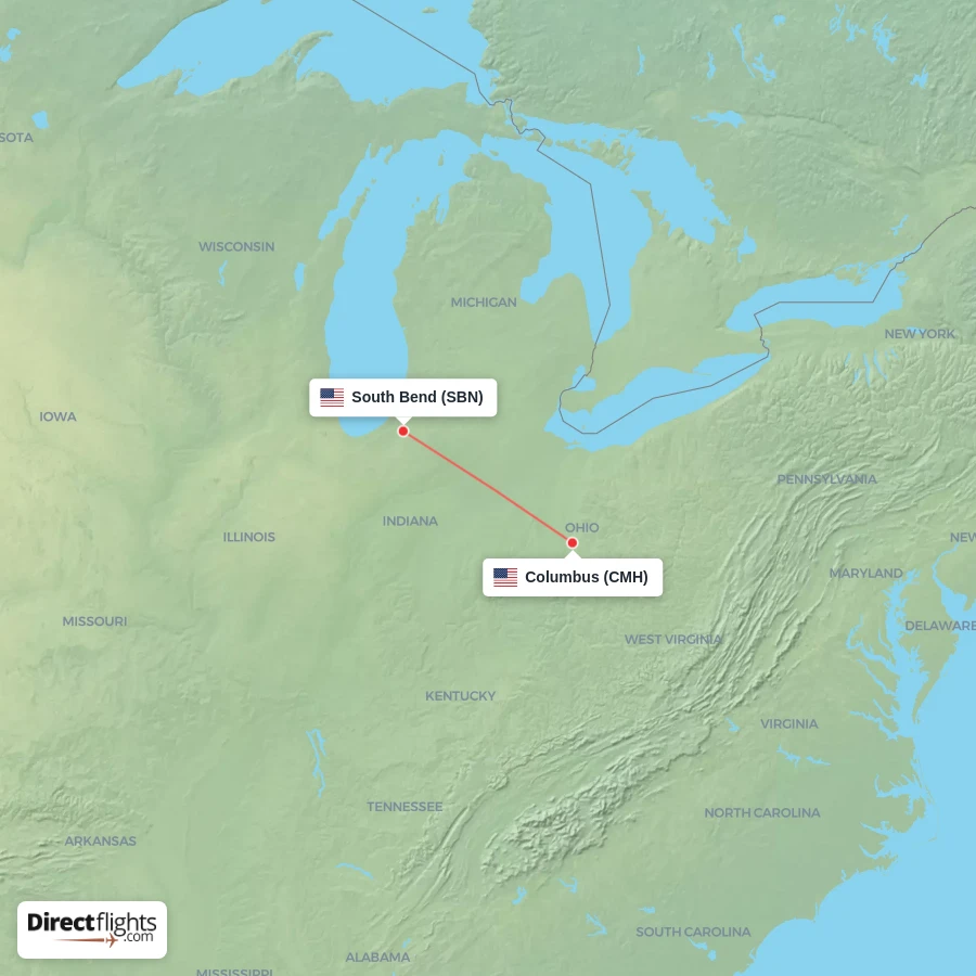 SBN - CMH route map