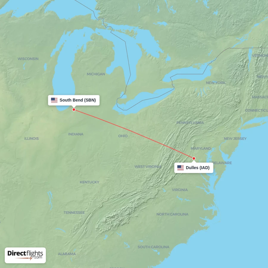SBN - IAD route map