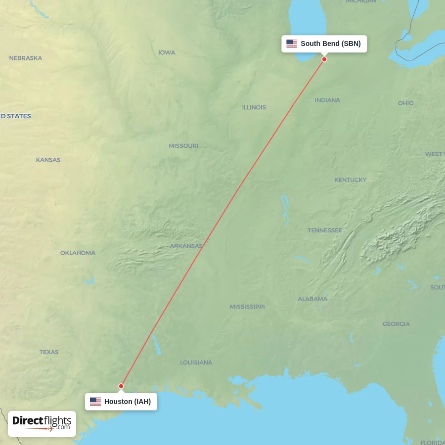 SBN - IAH route map