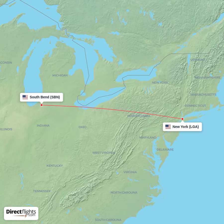 SBN - LGA route map