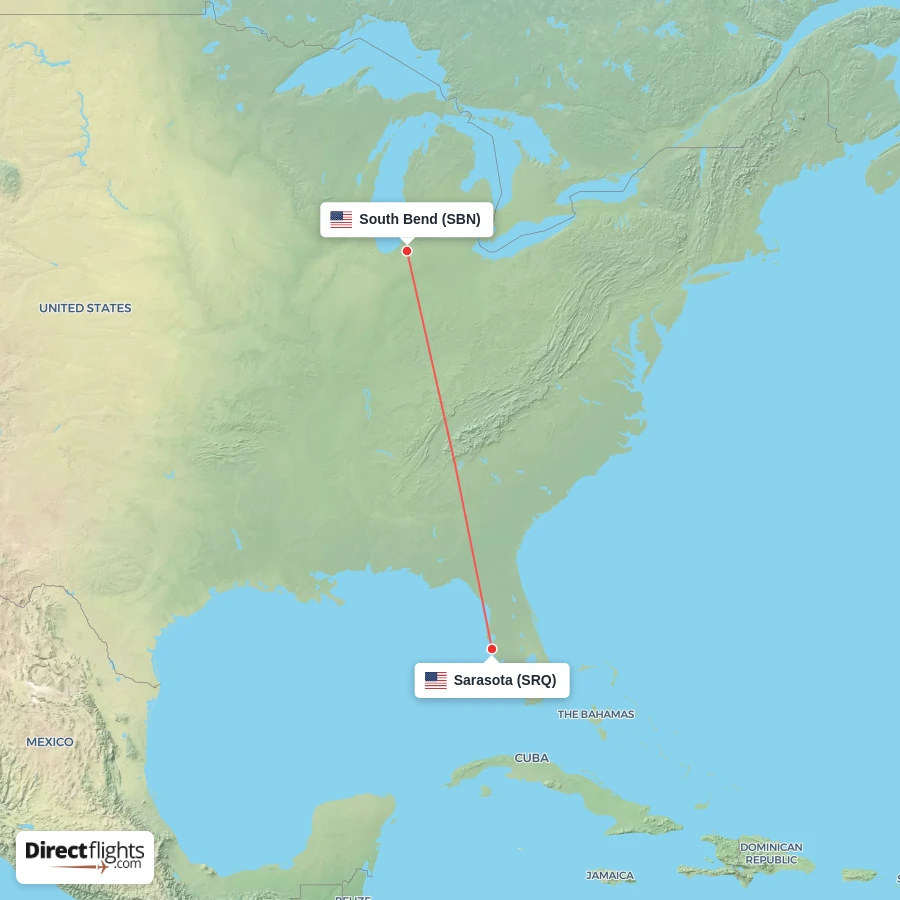 SBN - SRQ route map