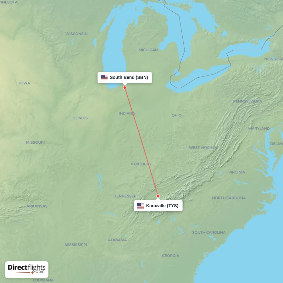 SBN - TYS route map