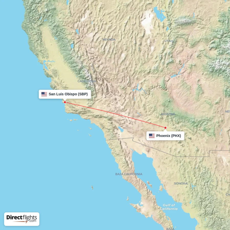 SBP - PHX route map