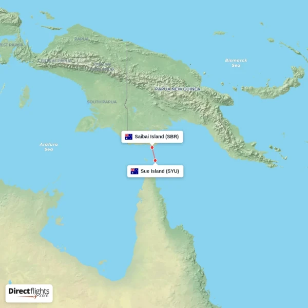 Saibai Island - Sue Island direct flight map