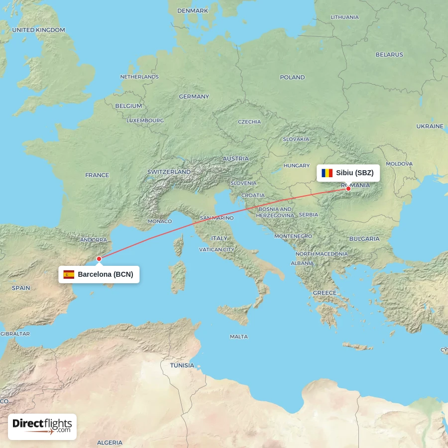SBZ - BCN route map