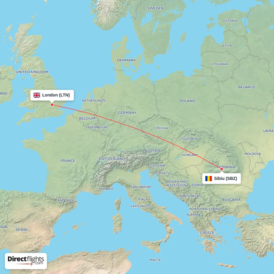 SBZ - LTN route map