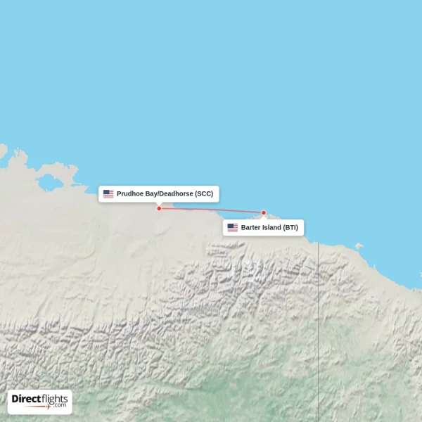 Prudhoe Bay/Deadhorse - Barter Island direct flight map