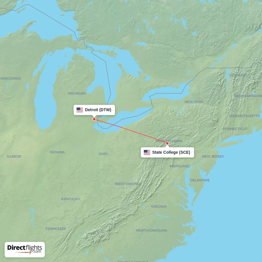 SCE - DTW route map
