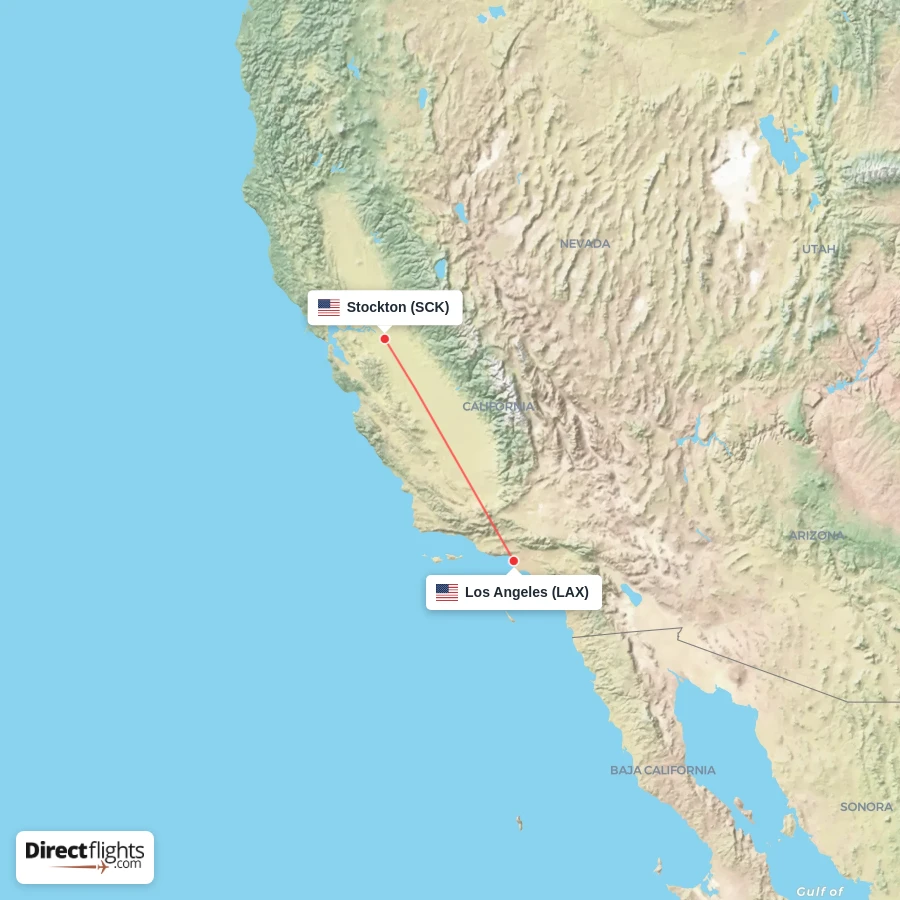 SCK - LAX route map