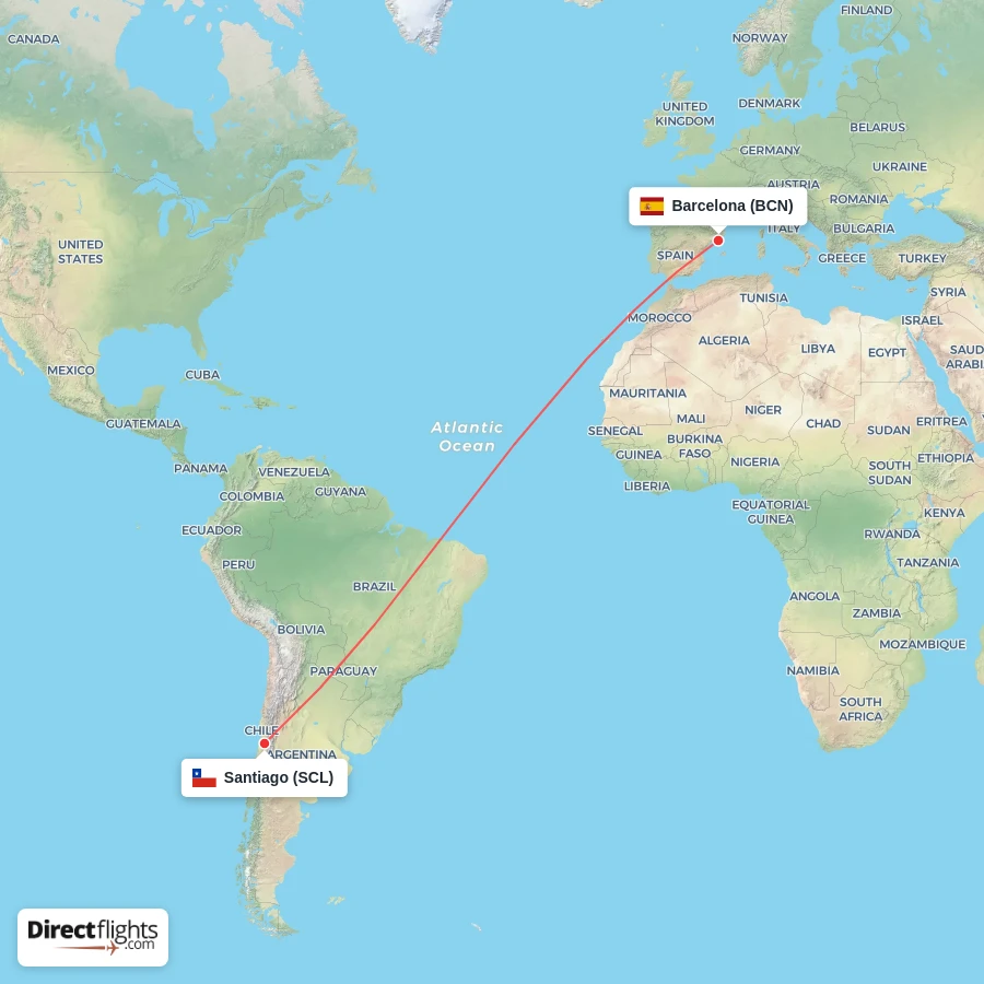 SCL - BCN route map