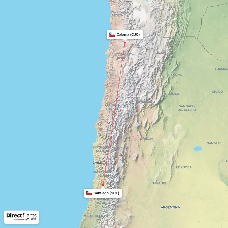 SCL - CJC route map