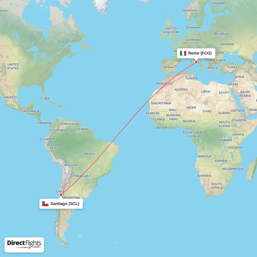 SCL - FCO route map