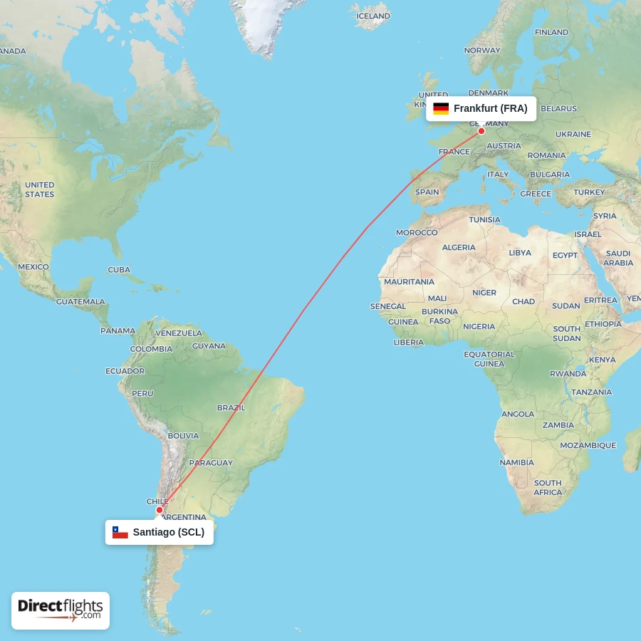 SCL - FRA route map