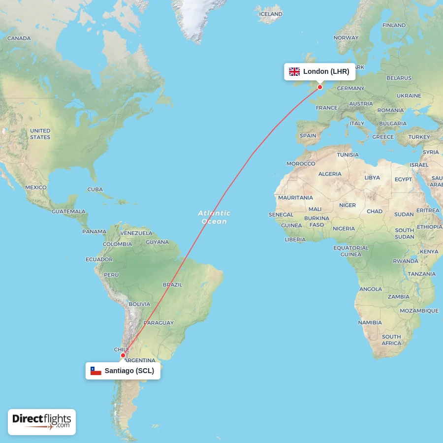 SCL - LHR route map