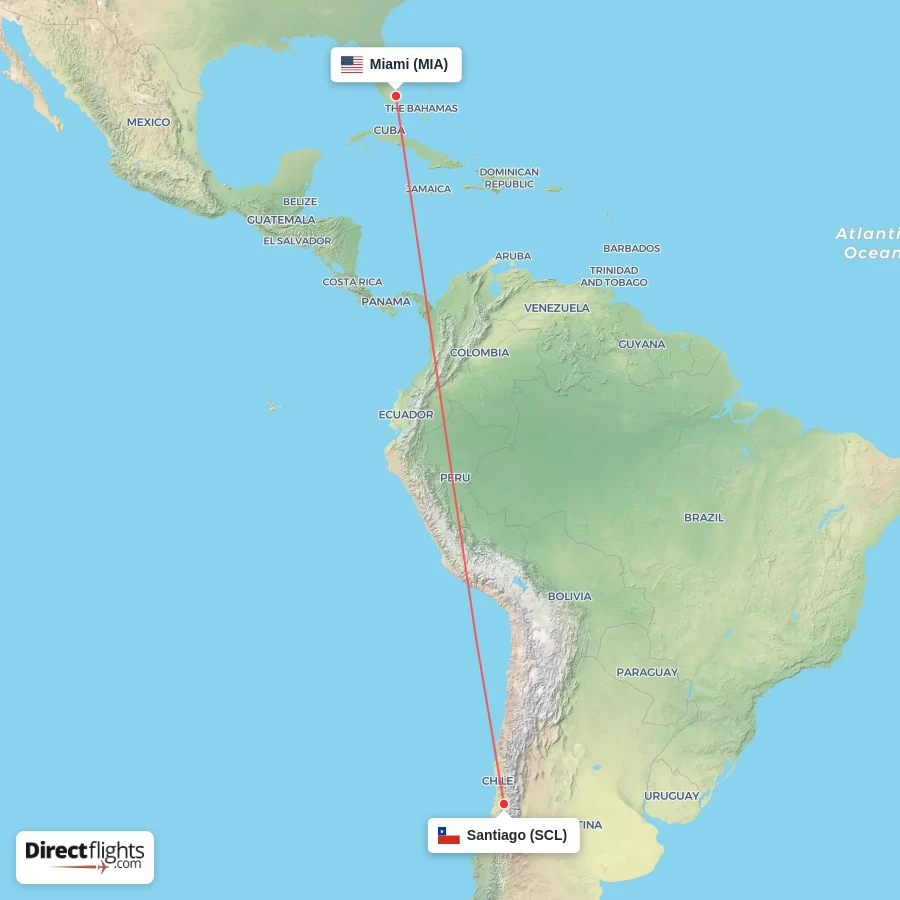 SCL - MIA route map