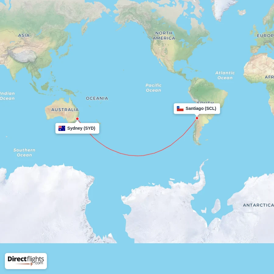 SCL - SYD route map