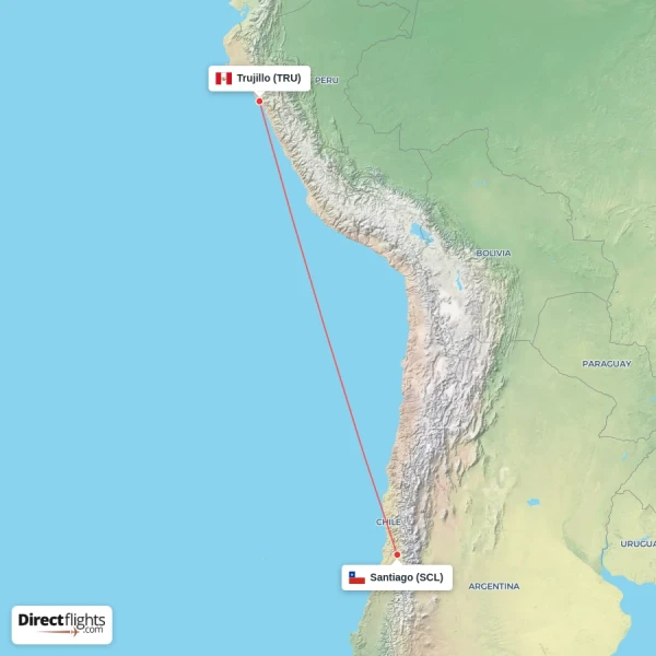 Santiago - Trujillo direct flight map