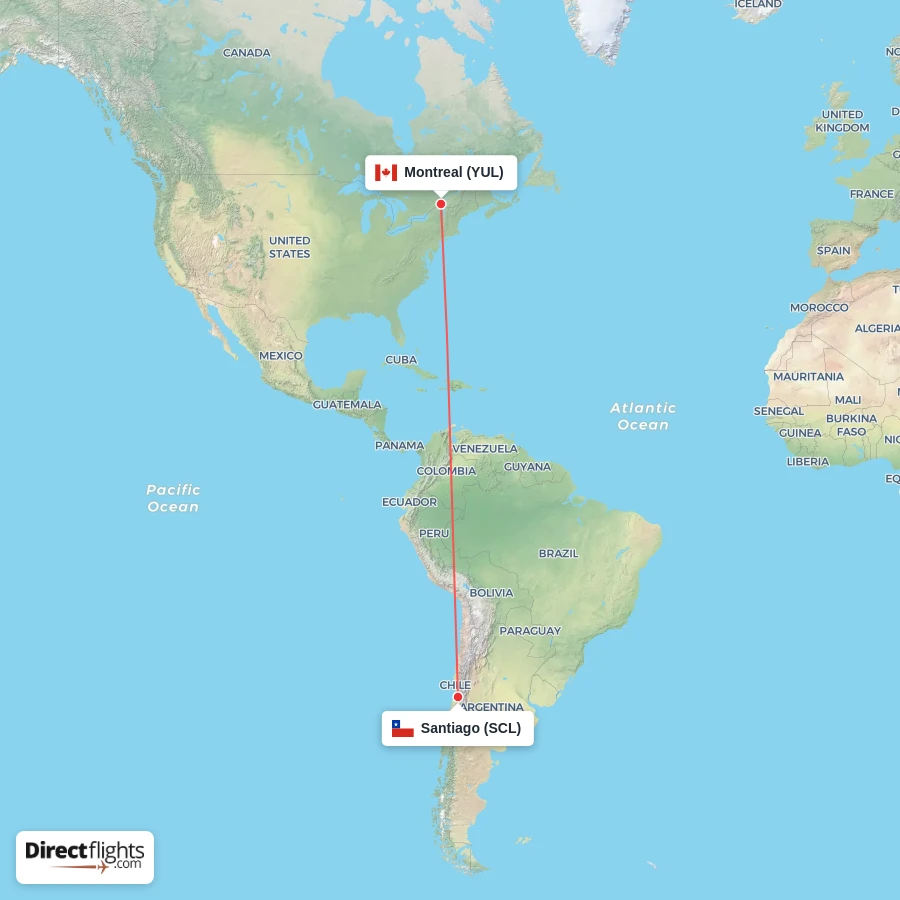 SCL - YUL route map
