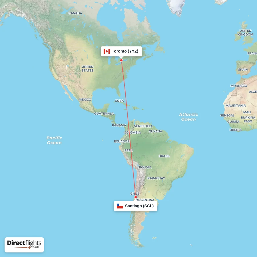 SCL - YYZ route map