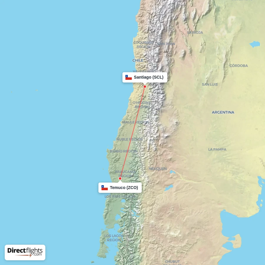 SCL - ZCO route map