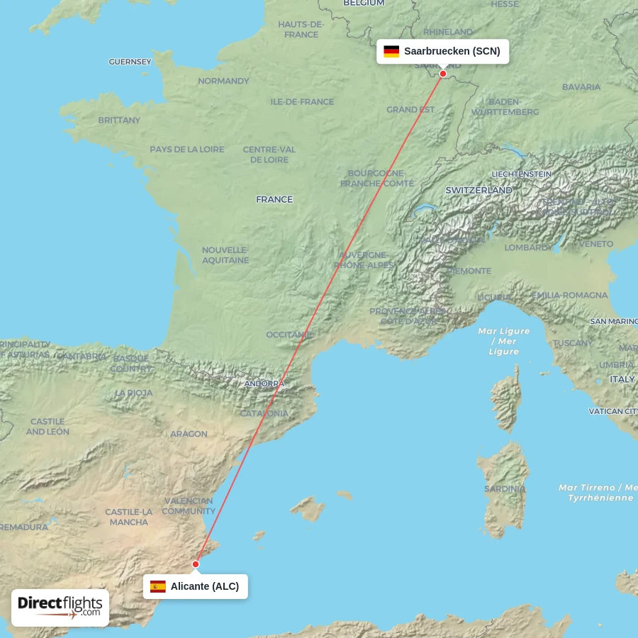 SCN - ALC route map