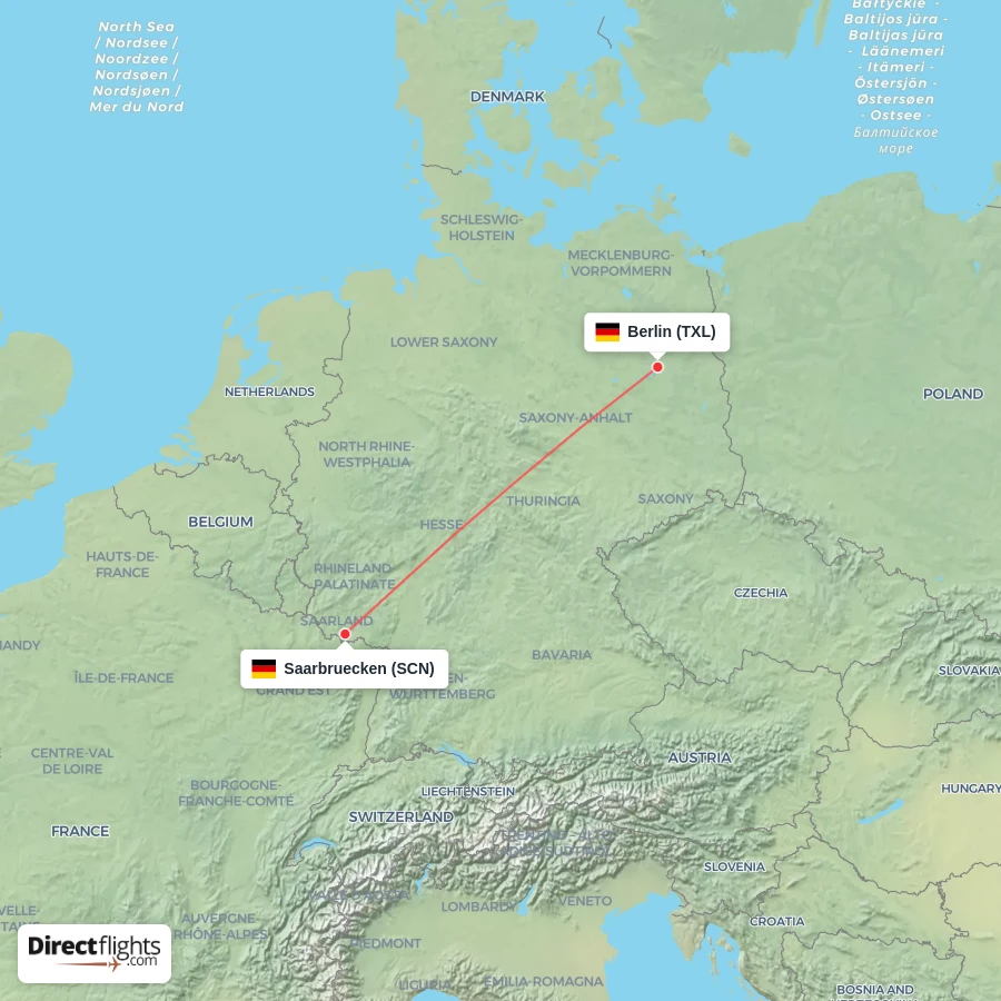 SCN - TXL route map