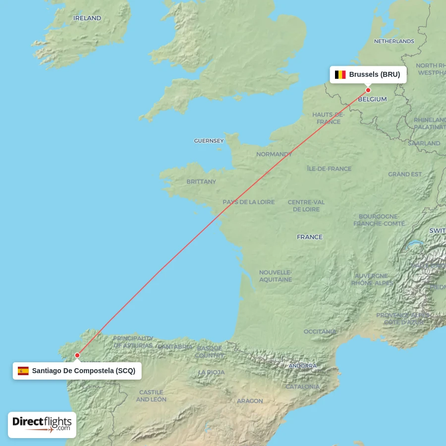 SCQ - BRU route map
