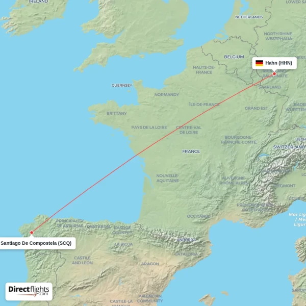 Santiago De Compostela - Hahn direct flight map