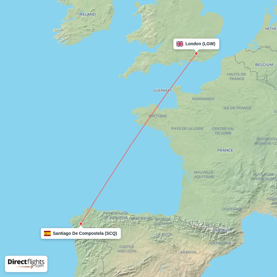 SCQ - LGW route map