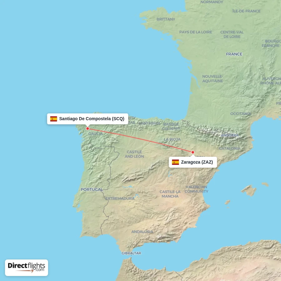 SCQ - ZAZ route map