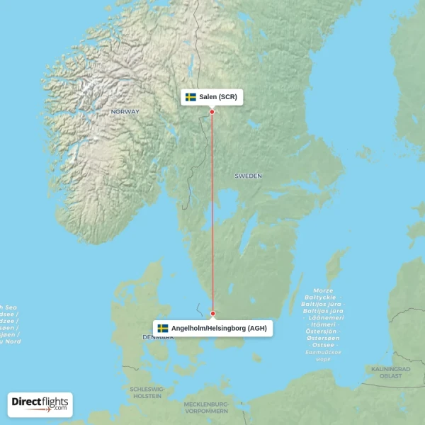 Salen - Angelholm/Helsingborg direct flight map