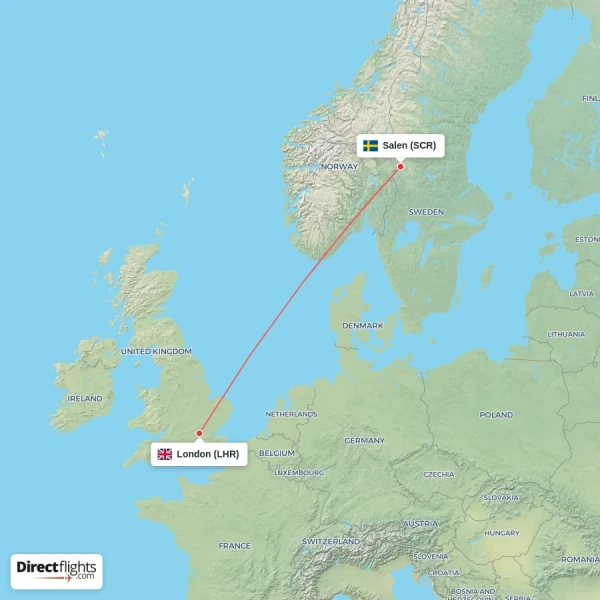 Salen - London direct flight map