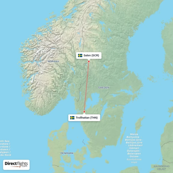 Salen - Trollhattan direct flight map