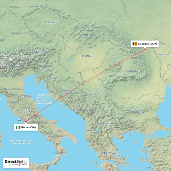 Suceava - Rome direct flight map