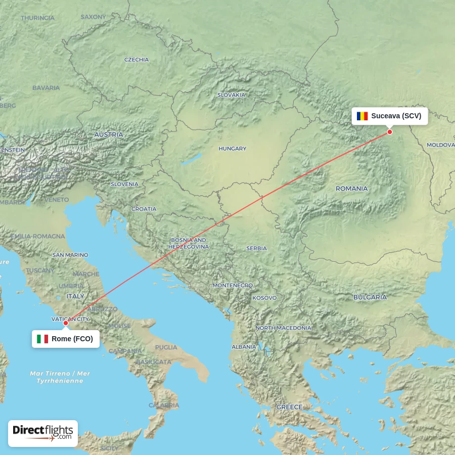 SCV - FCO route map