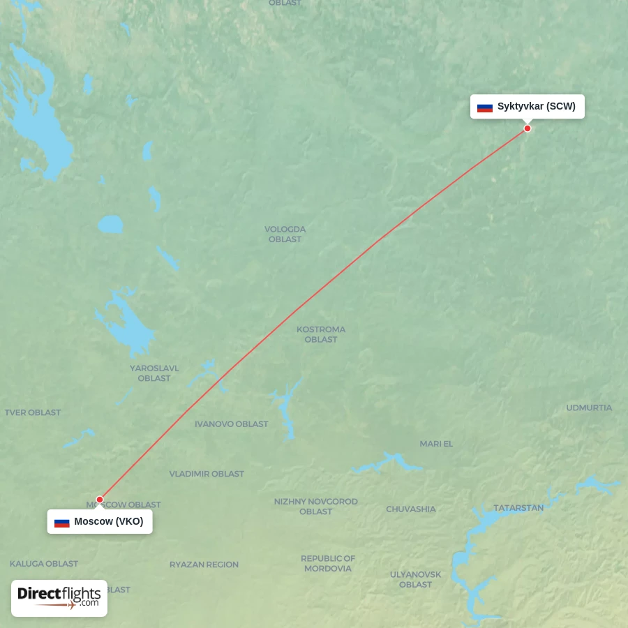 SCW - VKO route map