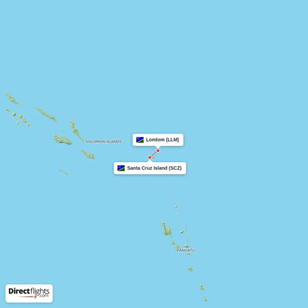 Santa Cruz Island - Lomlom direct flight map