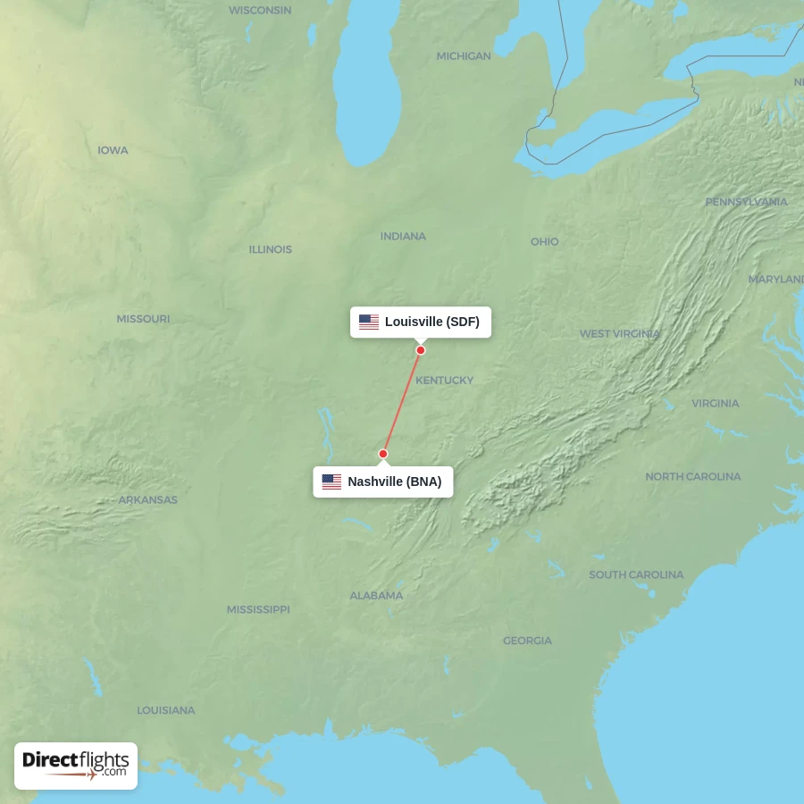 SDF - BNA route map