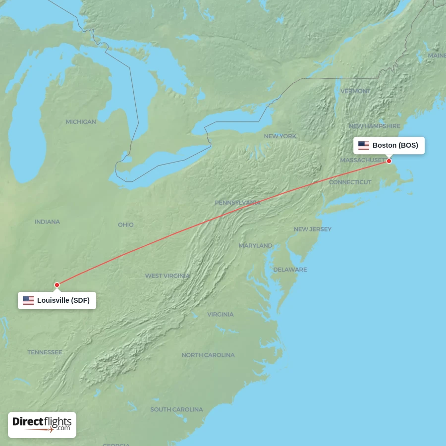 SDF - BOS route map