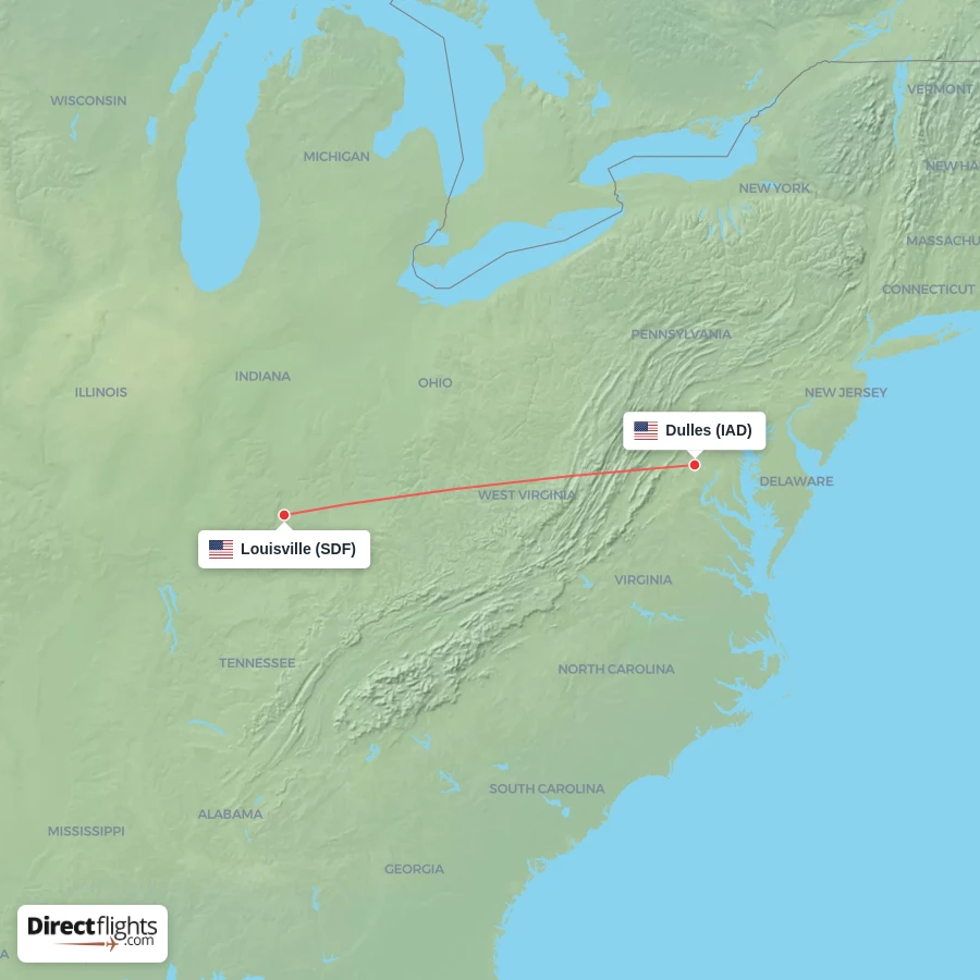 SDF - IAD route map